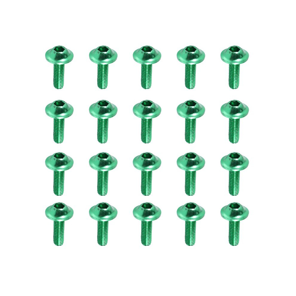 20 Pcs Green Aluminum Alloy Motorcycle Hexagonal Bolts Screws M6 6034120817297