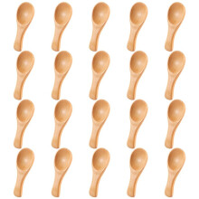 Small Wooden Spoons Tasting Spoons Condiments Salt Spoons for Kitchen Cooking Seasoning Oil Coffee Tea Sugar 20Pcs