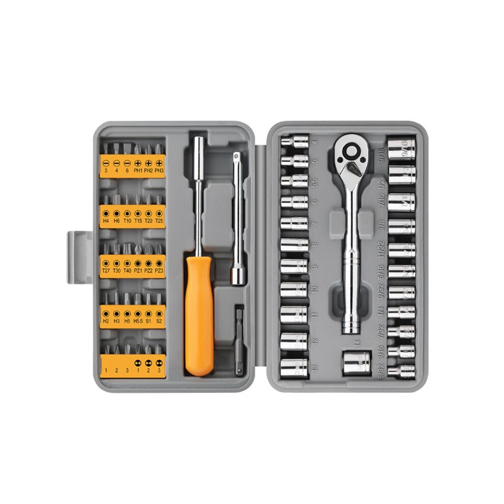 57Pcs Socket Wrench Auto Repair Tool Set Batch Ratchet Wrench Repair Tool Multi-Function Toolbox Hardware Tools 6031479484910