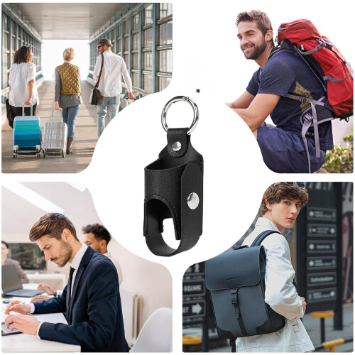 Leather Inhaler Case with Clip, Durable PU for Solid Protection, Compact Easy Access Travel Holder Black 2