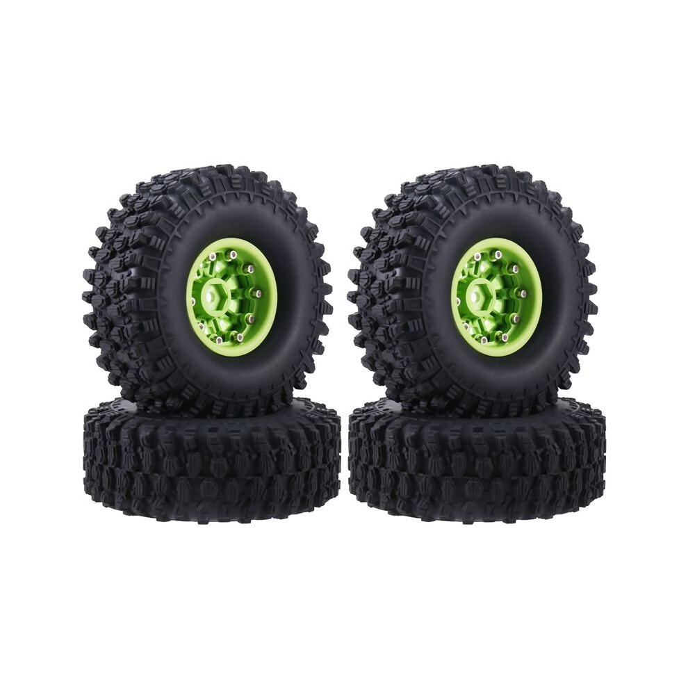 1.9 Beadlock Wheels Crawler And Rubber Tires 120Mm Diameter For 1/10 Rc Car Axial Scx10 Ii -4 T6 Green 6031111351532