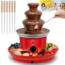 Mini 3Tier Chocolate Fountain Fondue Set with Stainless Steel Tower for Weddings and Parties