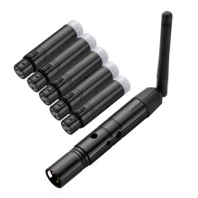 Controlador Sem Fio DMX512 2.4G ISM XLR com Receptor e Transmissor de Longo Alcance para Luzes DMX 1T5R, Ideal para Festas e DJs, com Plugue Europeu.