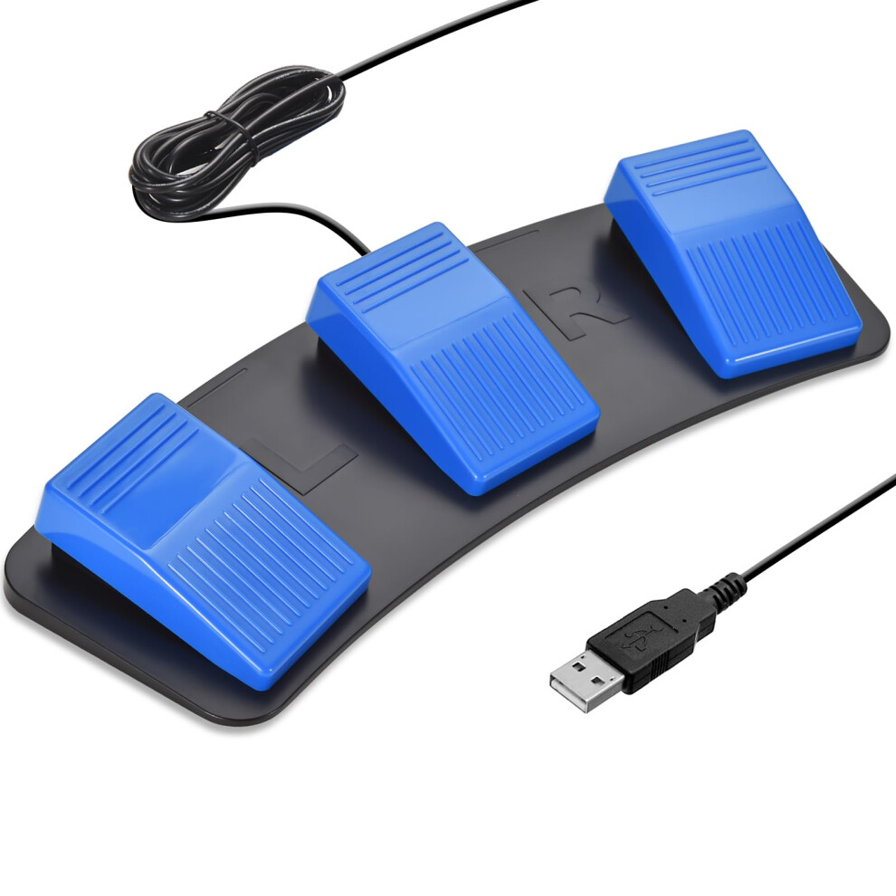 Usb Foot Pedal Triple Programmable Switch For Gaming, Transcription, Push To Talk, Plug And Play 9382693288318