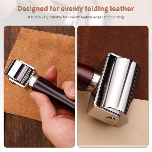 26mm+60mm Leather Press  Roller, Wooden Handle Leather Rolling  Roller, Seam Roller for Leather 2