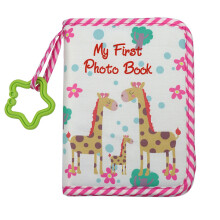 Fotoboek voor het eerste jaar, babyfotoalbums met ophangring en fotoalbum voor peuters, zachte stof voor eenvoudige bevestiging, babyscrapbook met