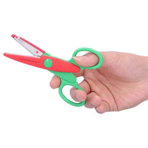 Ciseaux de scrapbooking pour loisirs créatifs, ciseaux à bords décoratifs avec poignées à code couleur et coupe nette, design ergonomique. 1