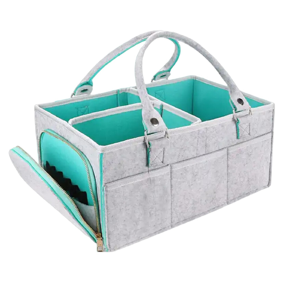 Diaper Caddy, MultiCompartment Felt Organizer With Side Pockets And Lifting Handle, Nursery Bin For Baby Essentials