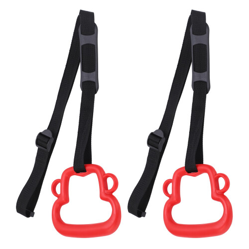 Children Gymnastic Rings with 331lb Capacity, Adjustable Straps, Red 1