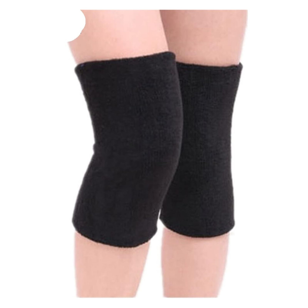 Unisex Elastic Towel Knee Pads For Elderly Support, Thermal Knee Sleeves, Black Sports Knee Brace (1 Pair) 9382693289377