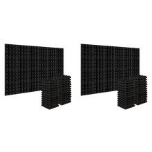48Pcs 25X25X5Cm Studio Acoustic Soundproof Foam Pyramid Noise Insulation Sound Absorption Treatment Panels Black