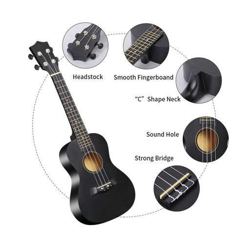 23-Zoll-Ukulele, Akustik-Ukulelen-Set mit 2