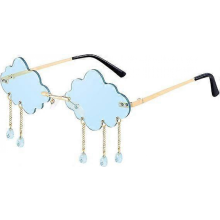 Occhiali da sole senza montatura a forma di nuvola blu, goccia di pioggia, punk per donne e uomini