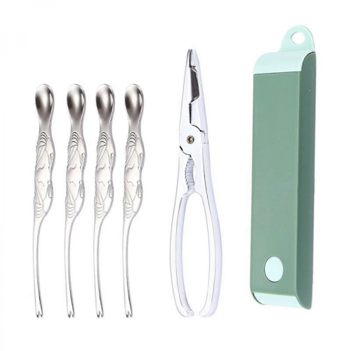 Set di 3 utensili per frutti di mare, pinze, cucchiaio, cracker, rosa