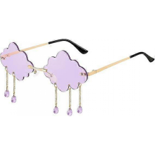 Occhiali da sole senza montatura a forma di nuvola viola, goccia di pioggia, punk per donna e uomo