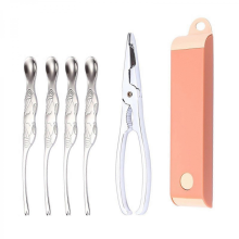 Rosa 3 Pezzi Set Utensili per Frutti di Mare: Pinze per Granchi e Gamberi, Cracker per Aragosta e Granchio, Accessori da Cucina Multiuso
