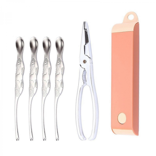 pink3 Pieces Seafood Tool Set Crab Shrimp Pliers Spoon Set Lobster Crab Cracker Tools Kitchen Accessories Multi Purpose Use