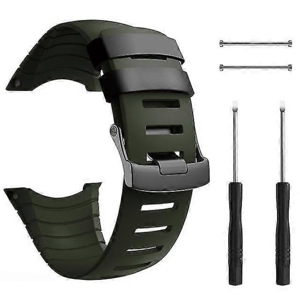 Armygreenfor Suunto Corefor Suunto Core Band Rubber Accessory Strap Wrist Sport Strap Replacement Bands With Metal Clasp Suunto Core Smartwatch 7057162745655