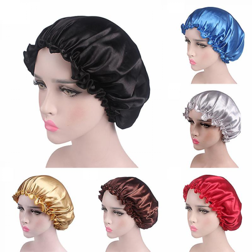 Bonnet de nuit en satin de soie 1 pièce, bande élastique ajustable 1