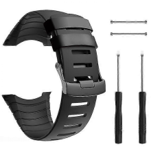 Schwarzes Gummiband für Suunto Core Smartwatch, Sportarmband mit Metallverschluss