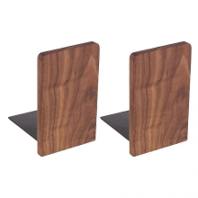2Pcs Fermalibri in Legno Fatti a Mano, Mensole Organizer con Base in Metallo, Supporto Libri Robusto in Noce Multicolore