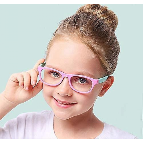 Occhiali anti luce blu rosa-verdi per bambini, con protezione UV e antiriflesso, per computer e gioco