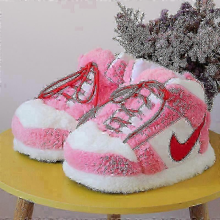 PinkMSneakers-like Plush Slippers Creative Wrapping Fuzzy Warm Winter Indoor Drag Shoes Cotton Shoes 2025