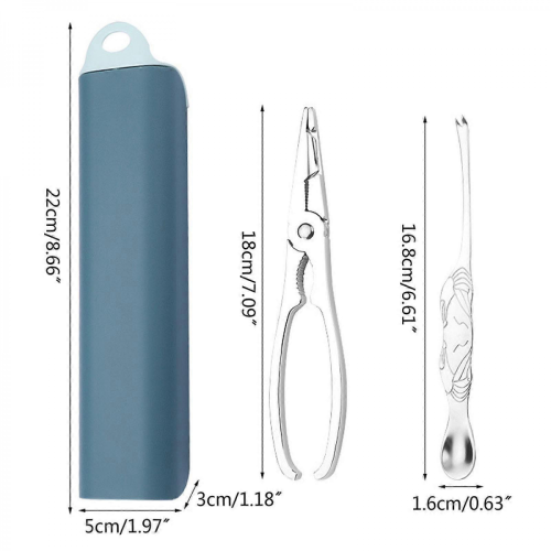 Set di 3 utensili per frutti di mare, pinze, cucchiaio, cracker, rosa 2