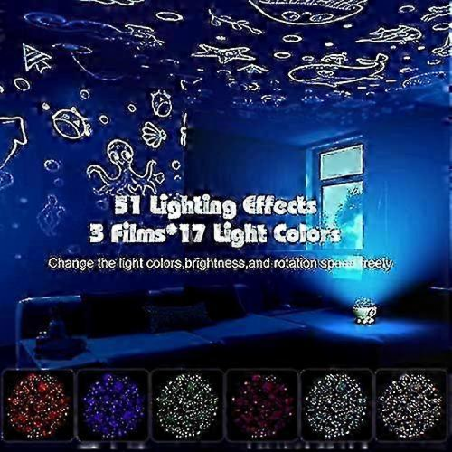 360 Rotating Night Light Projector for Kids, 17 Light Modes, 9 Lullabies, 3 Projection Films, Remote Control & Timer, Ages 3-8 1