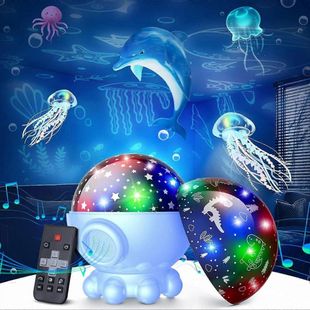 360 Rotating Night Projector For Kids, 17 Modes, 9 Lullabies, 3 Projection Films, Remote Control & Timer, Ages 3-8 Light