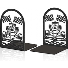 2pcs Book Ends Formula Car Metal Bookends Heavy Duty Book Stoppers Non-Slip Bookend Office for Small Large Heavy Books Textbooks Black