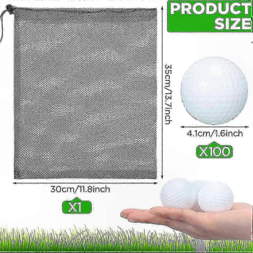 White100 Pack Biodegradable Practice Golf Balls with Reusable Mesh Carry Bag 1
