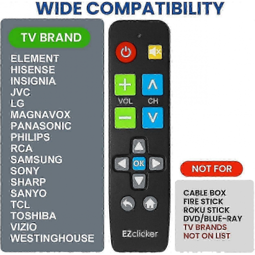 2026 Latest Model Big Button Universal Tv Remote (black) Simple Easy To Use 2