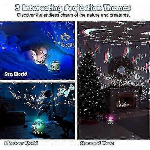 360 Rotating Night Light Projector for Kids, 17 Light Modes, 9 Lullabies, 3 Projection Films, Remote Control & Timer, Ages 3-8 2