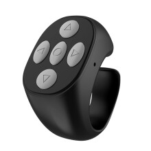Scrolling Ring Wireless Camera Video Recording Remote Control, Portable Smart Scroller for Social Media Videos, E-Book Reading, Black