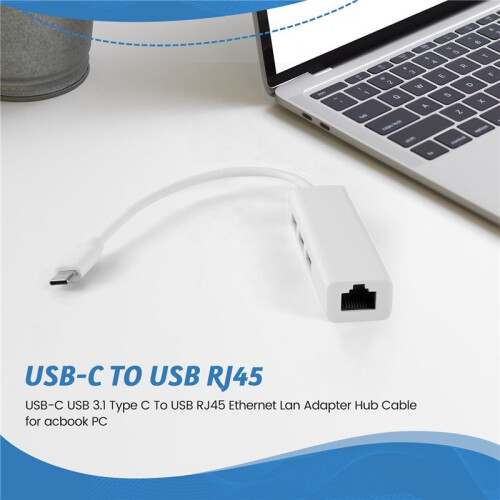 USB-C USB 3.1 Type C à USB RJ45 Ethernet Lan Adaptateur Câble Hub pour PC 1