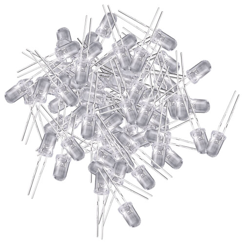100 pcs 5mm Warm White LED Diode Lights  3V 20mA Bulb Lamps Electronics Components Light Emitting Diodes