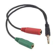 1 Stuecke Kabel Adapter 2 In 1 Separator 4 Pol 3,5 Mm Audio Kopfhoerer Headset An 2 Negativ Klinke Kopfhoerer Mikrophone Audio Kabel 3 Pol Fuer Pc