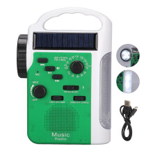 Håndsvingradio med solenergi, bærbar overlevelsesradio NOAA vejrradio LED lommelygte SOS alarm USB type-C opladning vandtæt design batteri P