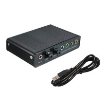 USB Optical Sound Card 6 Channel 5.1 External Reverb Sound Card Converter 48Khz Sampling Rate Support Win7 Black