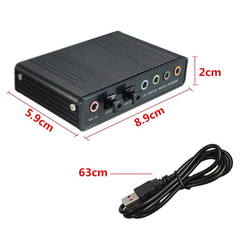 USB Optical Sound Card 6 Channel 5.1 External Reve 2