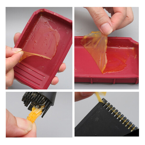 Complete Silicone Wood Glue Kit with Brushes & Spreader, Red/Black 1