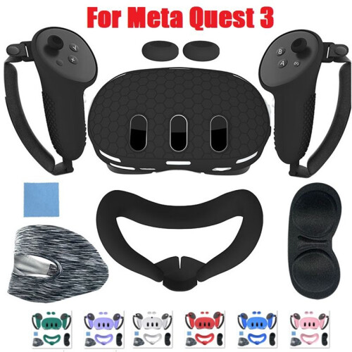 Silicone Protective Case for Meta Quest 3 VR Headset  Face Cover Eye Pad Handle Grip Button Cap VR Accessories A 1