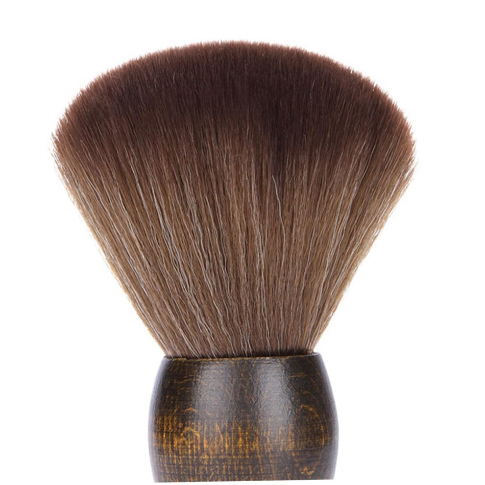 Neck Duster Brush with Soft Fiber Bristles and Wooden Handle for Professional Barber Hair Cleaning