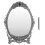 Vintage Floral Embossed Beaded Edged Desktop Makeup Mirror, Silver 2