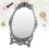 Vintage Floral Embossed Beaded Edged Desktop Makeup Mirror, Silver 16