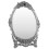 Vintage Floral Embossed Beaded Edged Desktop Makeup Mirror, Silver 14