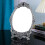 Vintage Floral Embossed Beaded Edged Desktop Makeup Mirror, Silver 11