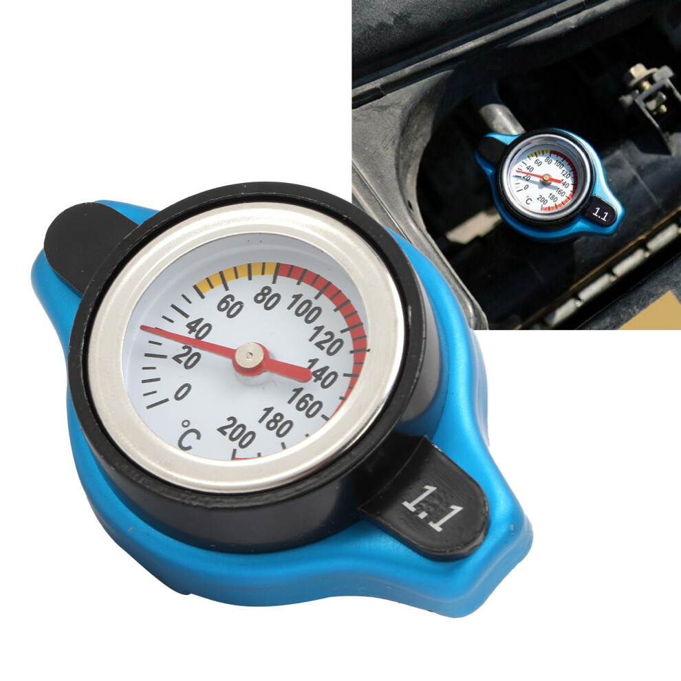 Aluminum Radiator Cap 1.1Bar For Cars With Temperature Gauge & Leakproof Design 4631375834028