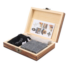 Schwarze Whiskysteine Kühler-Set mit Pinzette & Aufbewahrungsbox, 362g